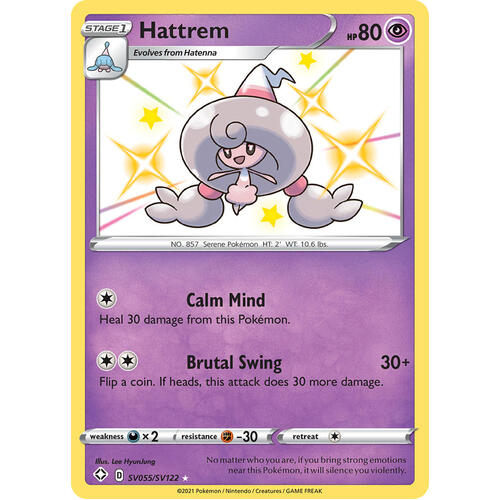 Hattrem SV55/SV122 SWSH Shining Fates Holo Shiny Rare Pokemon Card NEAR MINT TCG