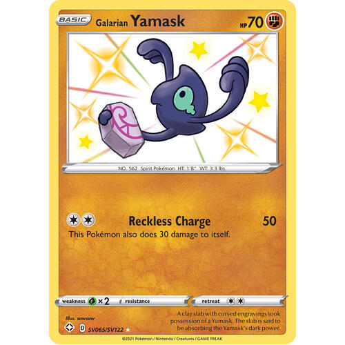 Galarian Yamask SV65/SV122 SWSH Shining Fates Holo Shiny Rare Pokemon Card NEAR MINT TCG