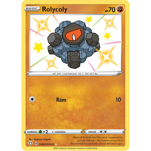 Rolycoly SV67/SV122 SWSH Shining Fates Holo Shiny Rare Pokemon Card NEAR MINT TCG