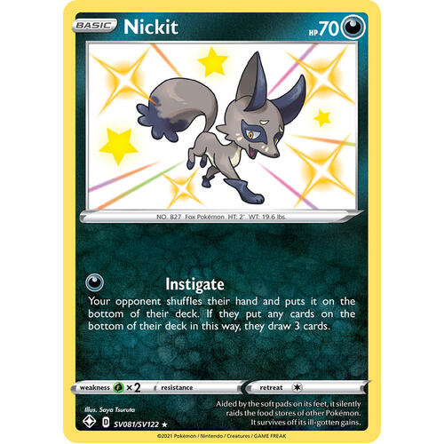 Nickit SV81/SV122 SWSH Shining Fates Holo Shiny Rare Pokemon Card NEAR MINT TCG