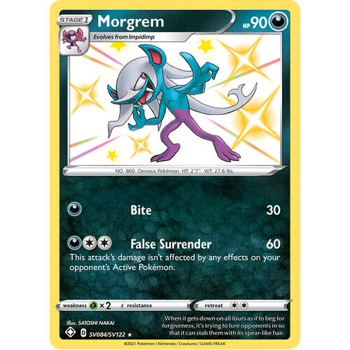 Morgrem SV84/SV122 SWSH Shining Fates Holo Shiny Rare Pokemon Card NEAR MINT TCG
