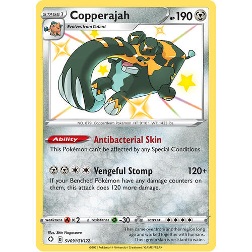 Copperajah SV91/SV122 SWSH Shining Fates Holo Shiny Rare Pokemon Card NEAR MINT TCG