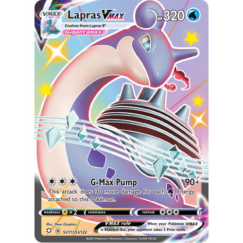 Lapras VMAX SV111/SV122 SWSH Shining Fates Holo Full Art Shiny Rare Pokemon Card NEAR MINT TCG