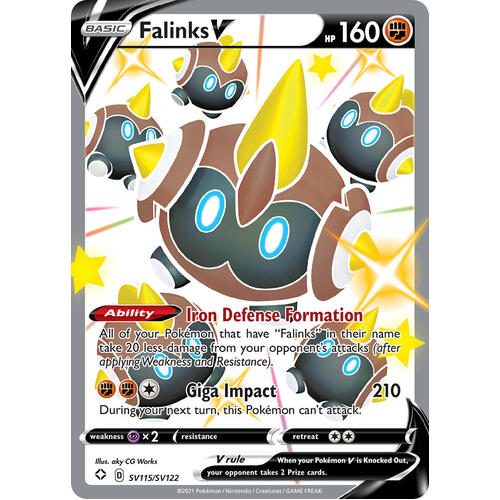 Falinks V SV115/SV122 SWSH Shining Fates Holo Full Art Shiny Rare Pokemon Card NEAR MINT TCG