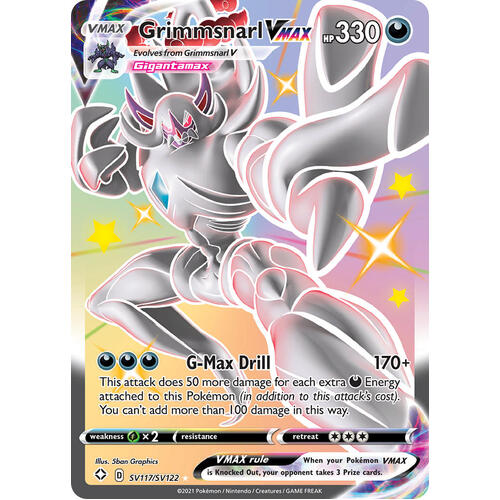 Grimmsnarl VMAX SV117/SV122 SWSH Shining Fates Holo Full Art Shiny Rare Pokemon Card NEAR MINT TCG