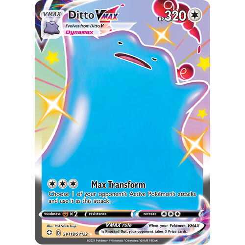 Ditto VMAX SV119/SV122 SWSH Shining Fates Holo Full Art Shiny Rare Pokemon Card NEAR MINT TCG