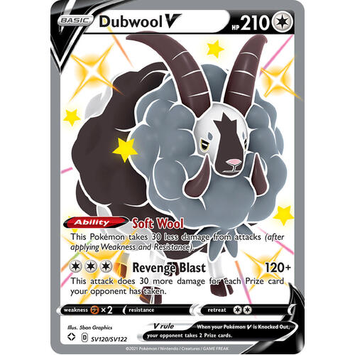 Dubwool V SV120/SV122 SWSH Shining Fates Holo Shiny Rare Pokemon Card NEAR MINT TCG