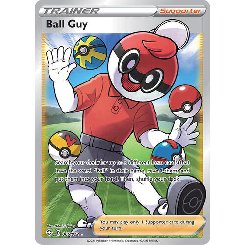 Ball Guy 65/72 SWSH Shining Fates Full Art Holo Ultra Rare Trainer Pokemon Card NEAR MINT TCG
