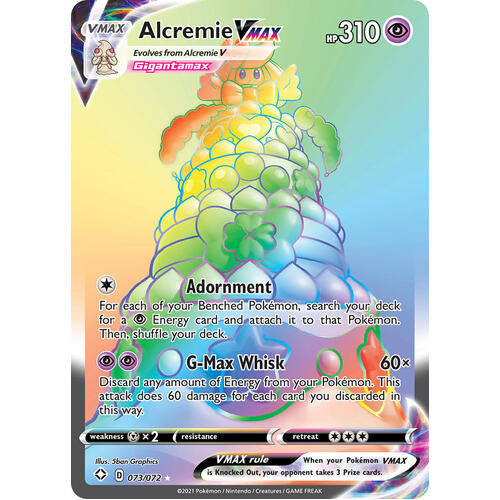 Alcreamie VMAX 73/72 SWSH Shining Fates Full Art Holo Hyper Rare Pokemon Card NEAR MINT TCG