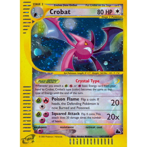 Crobat 147/144 E-Series Skyridge Holo Secret Rare Crystal Type Pokemon Card NEAR MINT TCG