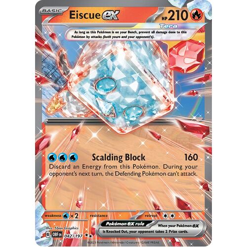 Eiscue ex 042/197 Scarlet and Violet Obsidian Flames Holo Ultra Rare Pokemon Card NEAR MINT TCG