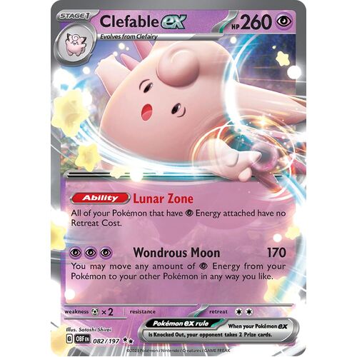 Clefable ex 082/197 Scarlet and Violet Obsidian Flames Holo Ultra Rare Pokemon Card NEAR MINT TCG