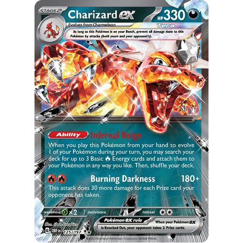 Charizard ex 125/197 Scarlet and Violet Obsidian Flames Holo Ultra Rare Pokemon Card NEAR MINT TCG