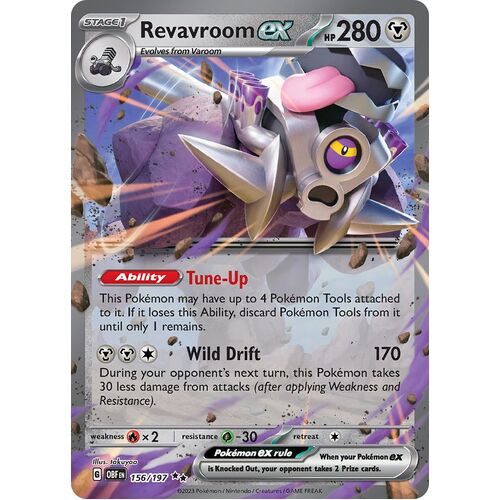 Revavroom ex 156/197 Scarlet and Violet Obsidian Flames Holo Ultra Rare Pokemon Card NEAR MINT TCG