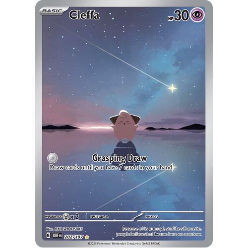 Cleffa 202/197 Scarlet and Violet Obsidian Flames Illustration Rare Holo Pokemon Card NEAR MINT TCG