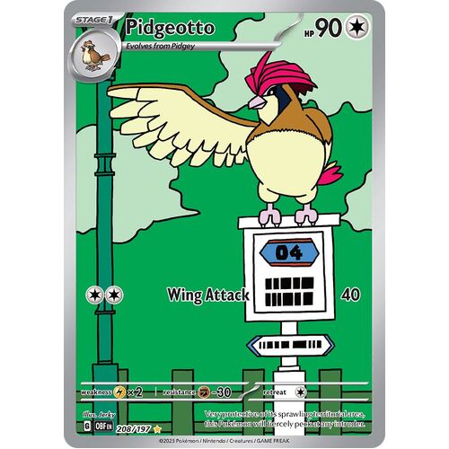 Pidgeotto 208/197 Scarlet and Violet Obsidian Flames Illustration Rare Holo Pokemon Card NEAR MINT TCG