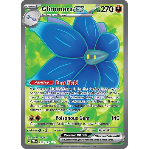 Glimmora ex 213/197 Scarlet and Violet Obsidian Flames Full Art Holo Secret Rare Pokemon Card NEAR MINT TCG