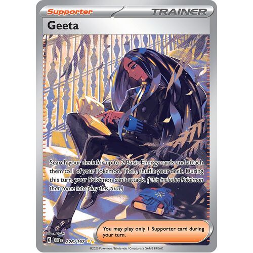 Geeta 226/197 Scarlet and Violet Obsidian Flames Special Illustration Rare Holo Pokemon Card NEAR MINT TCG
