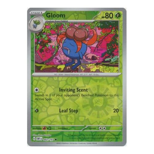 Gloom 002/197 SV Obsidian Flames Reverse Holo Pokemon Card NEAR MINT TCG