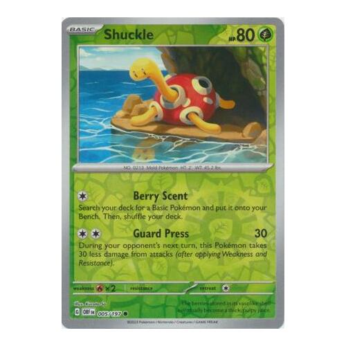 Shuckle 005/197 SV Obsidian Flames Reverse Holo Pokemon Card NEAR MINT TCG