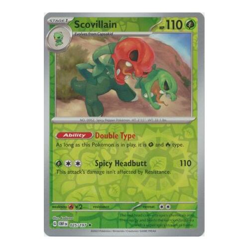 Scovillain 025/197 SV Obsidian Flames Reverse Holo Pokemon Card NEAR MINT TCG
