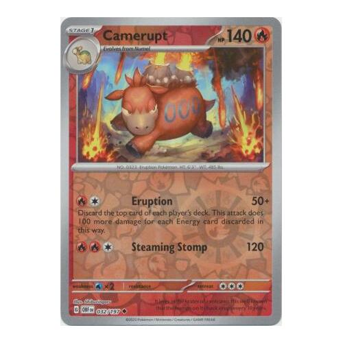 Camerupt 032/197 SV Obsidian Flames Reverse Holo Pokemon Card NEAR MINT TCG