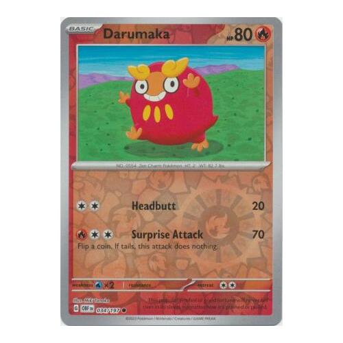 Darumaka 034/197 SV Obsidian Flames Reverse Holo Pokemon Card NEAR MINT TCG