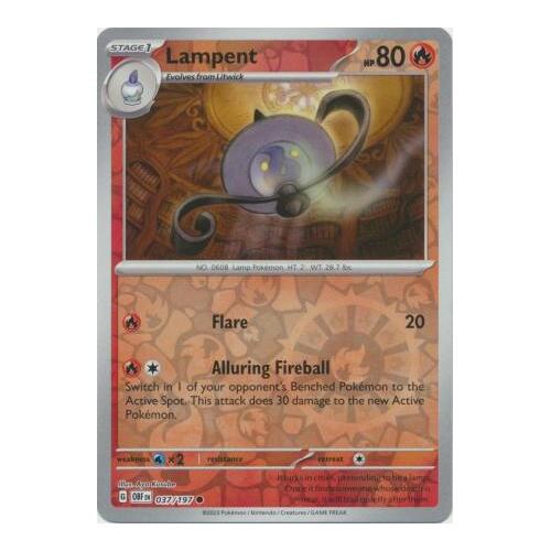 Lampent 037/197 SV Obsidian Flames Reverse Holo Pokemon Card NEAR MINT TCG
