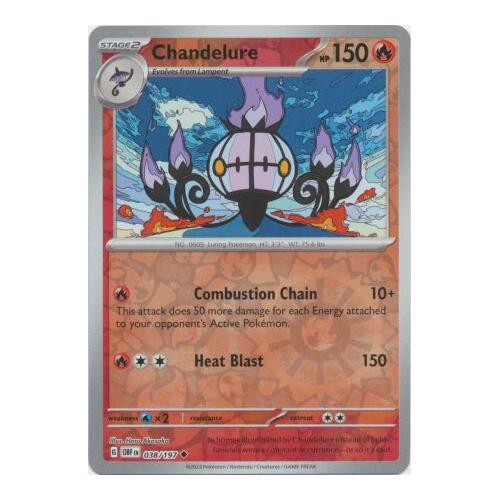 Chandelure 038/197 SV Obsidian Flames Reverse Holo Pokemon Card NEAR MINT TCG