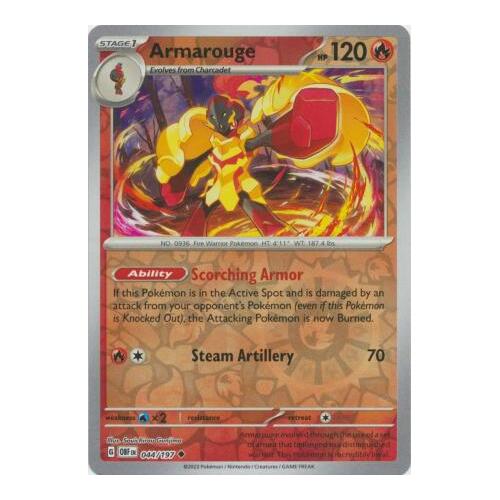 Armarouge 044/197 SV Obsidian Flames Reverse Holo Pokemon Card NEAR MINT TCG