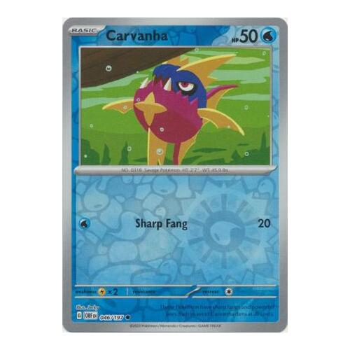 Carvanha 046/197 SV Obsidian Flames Reverse Holo Pokemon Card NEAR MINT TCG