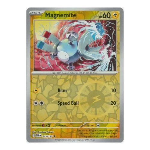Magnemite 063/197 SV Obsidian Flames Reverse Holo Pokemon Card NEAR MINT TCG
