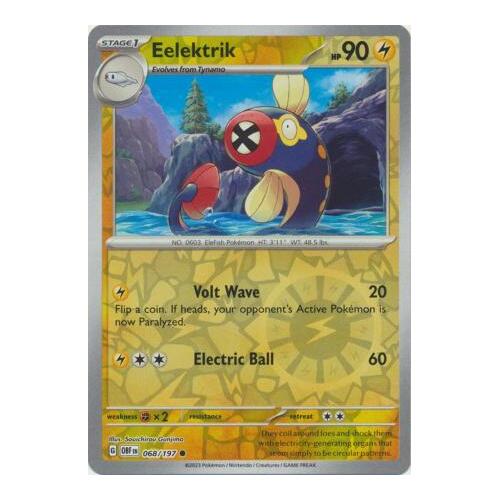 Eelektrik 068/197 SV Obsidian Flames Reverse Holo Pokemon Card NEAR MINT TCG