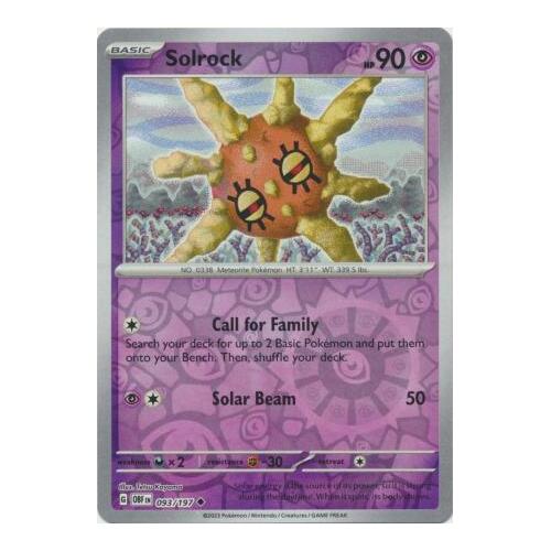 Solrock 093/197 SV Obsidian Flames Reverse Holo Pokemon Card NEAR MINT TCG