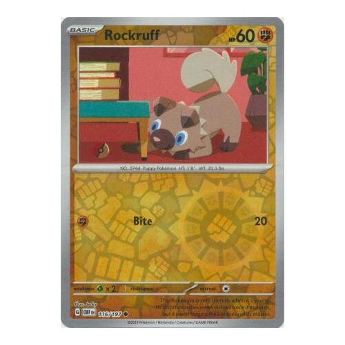 Rockruff 116/197 SV Obsidian Flames Reverse Holo Pokemon Card NEAR MINT TCG