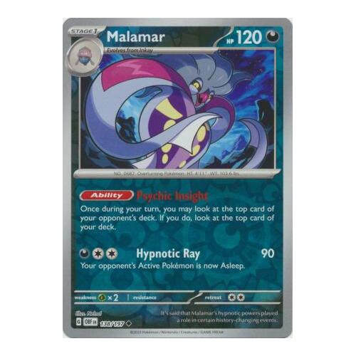 Malamar 138/197 SV Obsidian Flames Reverse Holo Pokemon Card NEAR MINT TCG