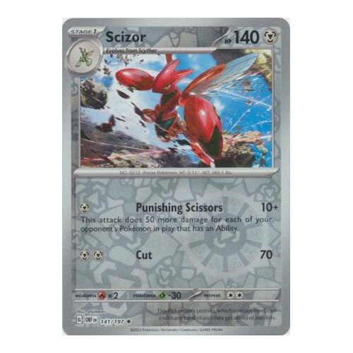 Scizor 141/197 SV Obsidian Flames Reverse Holo Pokemon Card NEAR MINT TCG