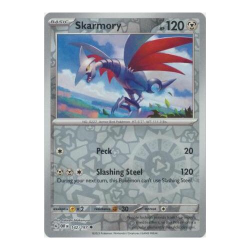 Skarmory 142/197 SV Obsidian Flames Reverse Holo Pokemon Card NEAR MINT TCG