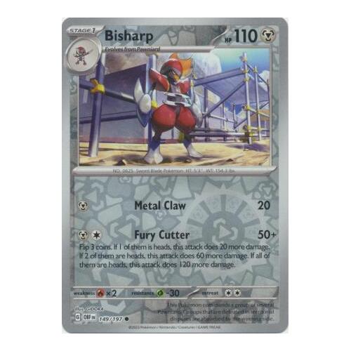 Bisharp 149/197 SV Obsidian Flames Reverse Holo Pokemon Card NEAR MINT TCG