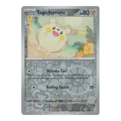 Togedemaru 151/197 SV Obsidian Flames Reverse Holo Pokemon Card NEAR MINT TCG