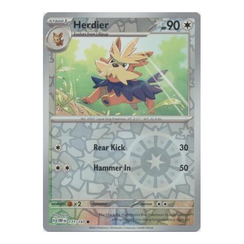 Herdier 171/197 SV Obsidian Flames Reverse Holo Pokemon Card NEAR MINT TCG