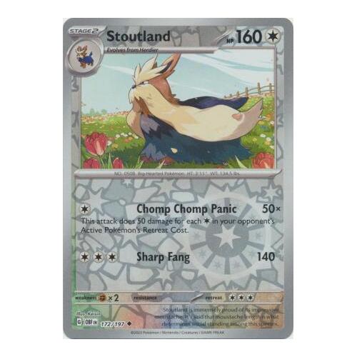 Stoutland 172/197 SV Obsidian Flames Reverse Holo Pokemon Card NEAR MINT TCG