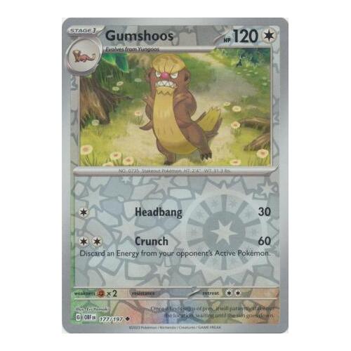 Gumshoos 177/197 SV Obsidian Flames Reverse Holo Pokemon Card NEAR MINT TCG