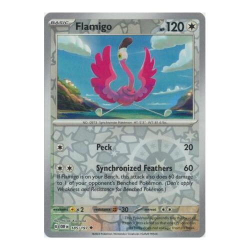 Flamigo 185/197 SV Obsidian Flames Reverse Holo Pokemon Card NEAR MINT TCG