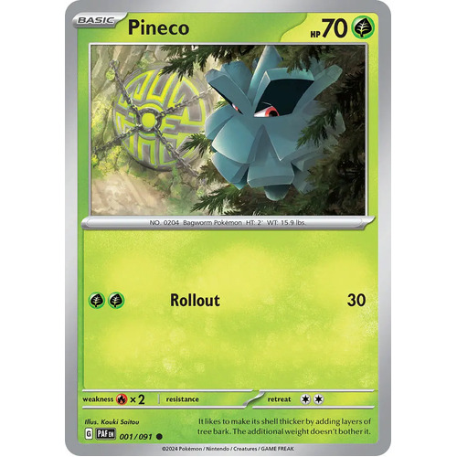 Pineco 001/091 Scarlet and Violet Paldean Fates Common Pokemon Card NEAR MINT TCG