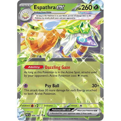 Espathra ex 006/091 Scarlet and Violet Paldean Fates Holo Ultra Rare Pokemon Card NEAR MINT TCG