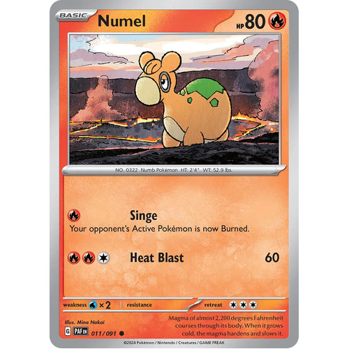 Numel 011/091 Scarlet and Violet Paldean Fates Common Pokemon Card NEAR MINT TCG