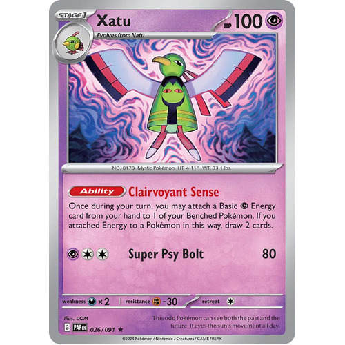 Xatu 026/091 Scarlet and Violet Paldean Fates Holo Rare Pokemon Card NEAR MINT TCG