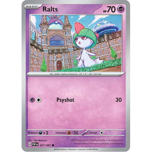 Ralts 027/091 Scarlet and Violet Paldean Fates Common Pokemon Card NEAR MINT TCG