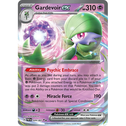 Gardevoir ex 029/091 Scarlet and Violet Paldean Fates Holo Ultra Rare Pokemon Card NEAR MINT TCG